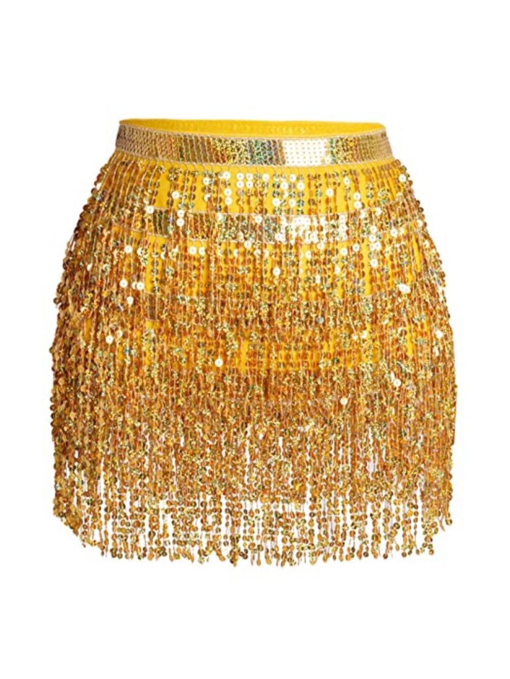 Sequin Tassel Belly Dance Hip Scarf Chiffon Wrap Skirt for Women Dance